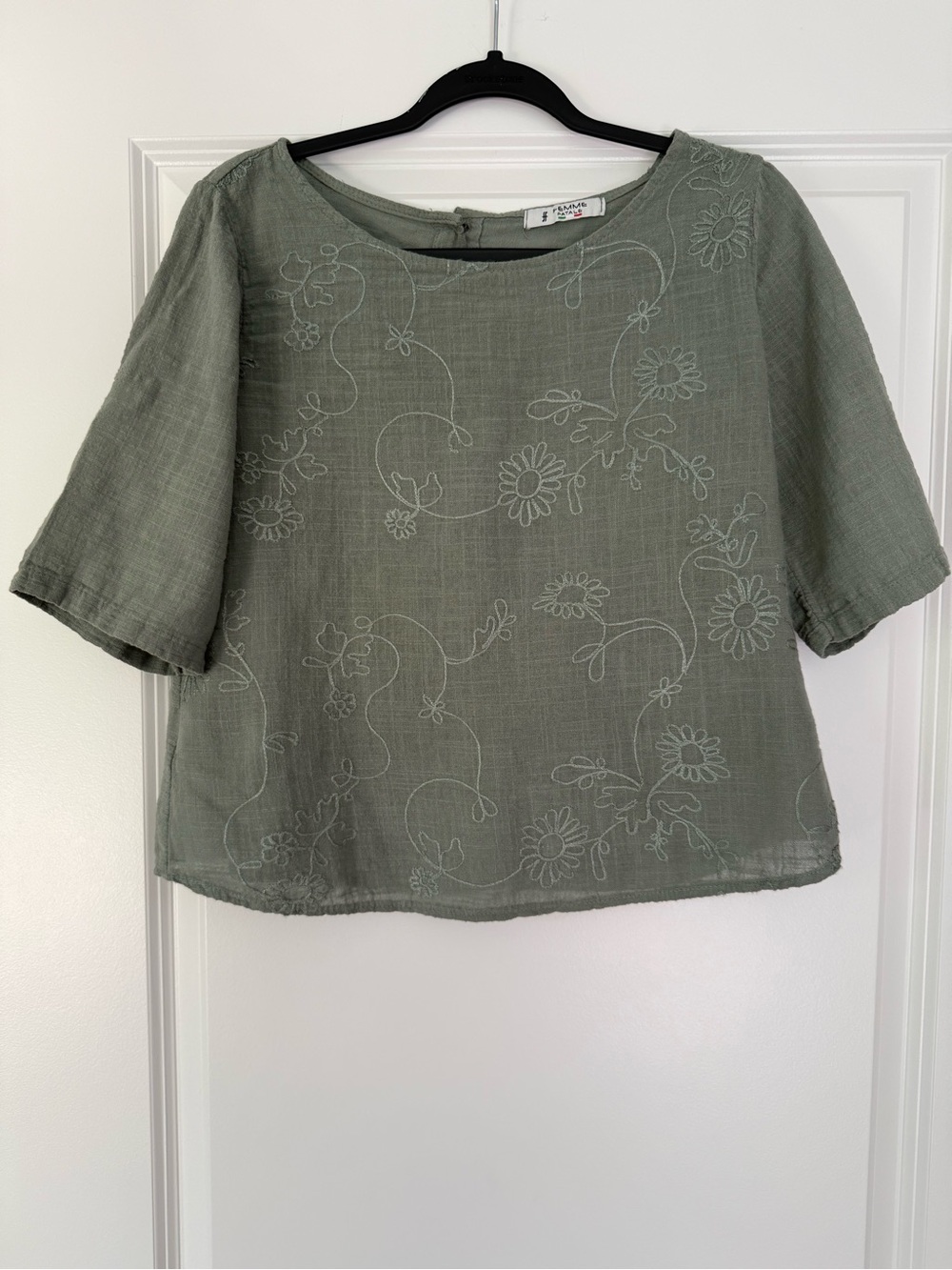Femme Fatale Olive Green Cotton Top - Made in Italy